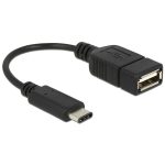   Delock 65579 15cm USB Type-C 2.0 apa - USB 2.0 A típusú anya fekete adatkábel