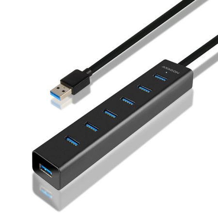 Axagon HUE-SA7BP 7 portos USB3.0 gyorstöltő fekete HUB