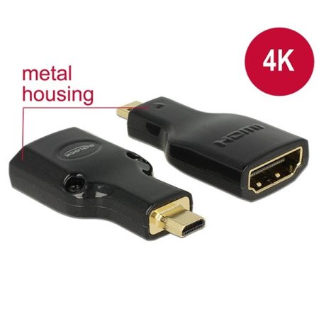 Delock 65664 High Speed HDMI Ethernettel micro-D apa > HDMI-A anya 4K adapter