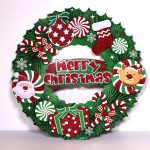  Iris 3D karácsonyi koszorú mintás/39x39cm/zöld karton dekoráció