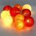 Iris Gömb alakú 6cm/színes fonott/1,5m/piros-narancs-meleg fehér/10db LED-es/USB-s fényfüzér, fénydekoráció