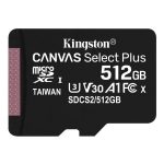   Kingston 512GB SD micro Canvas Select Plus (SDXC Class 10 A1) (SDCS2/512GBSP) memória kártya