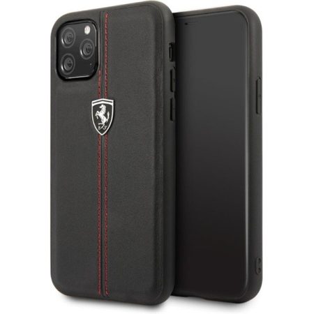 FERRARI GEN iPhone 11 Pro Max függőlegesen csíkozott fekete kemény bőrtok FERRARI GEN iPhone 11 Pro Max függőlegesen csíkozott fekete kemény bőrtok