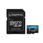   Kingston 64GB SD micro Canvas Go! Plus (SDXC Class 10  UHS-I U3) (SDCG3/64GB) memóriakártya adapterrel