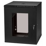   Stalflex RC19-12U-450GB 19" 12U 450 mm mély lapraszerelt fekete üveg ajtós fali rack szekrény
