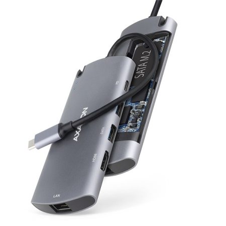 Axagon HMC-6M2 SUPERSPEED USB-C COMBO ezüstfekete 6IN1 HUB Axagon HMC-6M2 SUPERSPEED USB-C COMBO ezüstfekete 6IN1 HUB