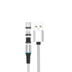   Stansson 1m 3in1 mágneses fejű microUSB/Type-C/Lightning fonott kábel