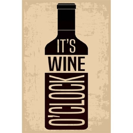 PF It's wine o'clock 20x30 cm-es retro dekor fémtábla