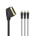 Hama 205156 FIC AV SCART-3RCA be/ki 1,5m összekötőkábel