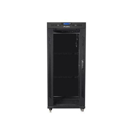 Lanberg FF01-8037-12BL 19" 37U SZÉL:800mm MÉLY:1000mm MAG:1883mm lapraszerelt LCD üvegajtós fekete rack szekrény