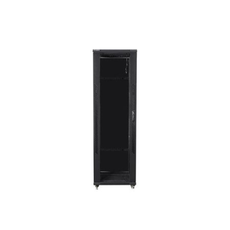 Lanberg FF01-8842-12B 19" 42U SZÉL:800mm MÉLY:800mm MAG:2047mm lapraszerelt üvegajtós fekete rack szekrény