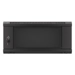   Lanberg WF01-6404-10B 19" 4U SZÉL:600mm MÉLY:450mm MAG:290mm lapraszerelt üvegajtós fekete fali rack szekrény