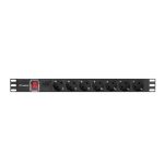   Lanberg PDU-07F-0200-BK 2m vezetékkel 19"/1U 7xSchuko aljzat Uni-Schuko csatlakozóvéggel fekete elosztósor kapcsolóval