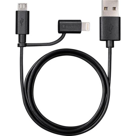 Varta 57943101401 1m 2in1 USB - microUSB/Lightning fekete adat- és töltőkábel Varta 57943101401 1m 2in1 USB - microUSB/Lightning fekete adat- és töltőkábel