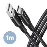   Axagon BUCM-AM10AB 1m Type C - USB fekete adat- és töltőkábel