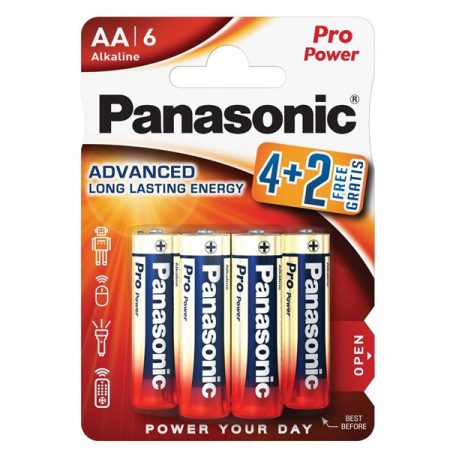 Panasonic LR6PPG/6BP 4+2F 1,5V AA alkáli tartós ceruzaelem 6 db/csomag Panasonic LR6PPG/6BP 4+2F 1,5V AA alkáli tartós ceruzaelem 6 db/csomag