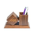   TOO PHC-330-DB sötétbarna digitális óra írószertartóval