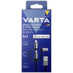   Varta 57937101111 2m 12W 3in1 USB A - Lightning/microUSB/Type C adat- és töltőkábel