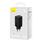   Baseus GaN5 Pro CCGP120201, 2xUSB-C, 1xUSB-A, 65W, EU, fekete, (USB-C kábel 5A, 1m) gyorstöltő