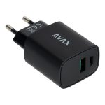   AVAX CH600B SPEEDY+ 20W Gyors hálózati töltő USB A (QC)+Type C (PD), fekete