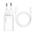   Baseus TZCCSUP-B02 Super Si 1C 20W fehér gyorstöltő + 1m USB C/Lightning kábel