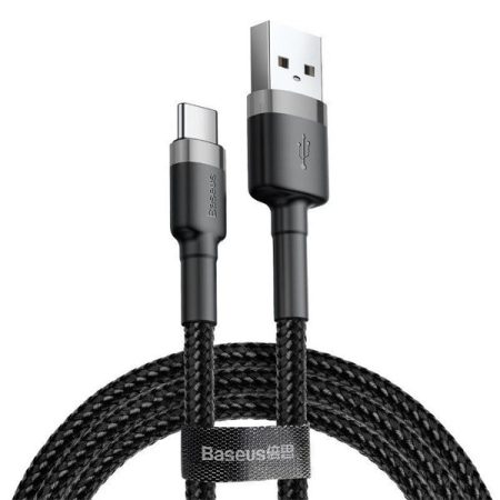 Baseus CATKLF-AG1 Cafule 0,5m 3A USB A/USB C szürke-fekete adat- és töltőkábel