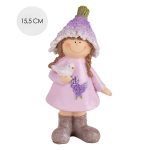 IRIS dekor műgyanta levendula lány+madár 15,5cm
