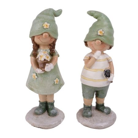 IRIS dekor műgyanta gyerek zöld ruha álló 2 szortiment 16cm
