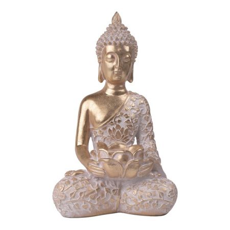 IRIS dekor műgyanta buddha ülő arany 18x30cm