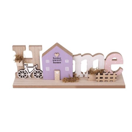 IRIS dekor fa ház+home natúr/lila 30x12cm IRIS dekor fa ház+home natúr/lila 30x12cm