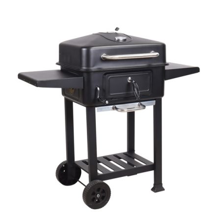 TOO BG-200B fekete BBQ faszenes grillkocsi két oldalsó asztallal