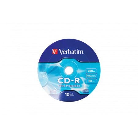 Verbatim 43725 CD-R 700MB/52x/extra protection írható felület/egyszer írható CD 10db/csomag Verbatim 43725 CD-R 700MB/52x/extra protection írható felület/egyszer írható CD 10db/csomag