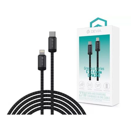 Devia ST124349 Gracious Series 3m 27W PD Type-C/Lightning fekete adat és töltőkábel Devia ST124349 Gracious Series 3m 27W PD Type-C/Lightning fekete adat és töltőkábel