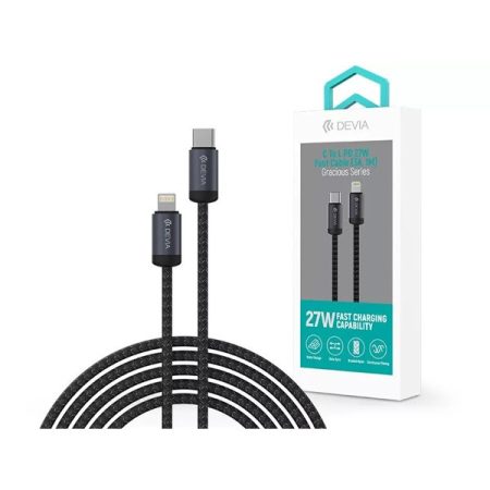 Devia ST101722 Gracious Series 1m 27W PD Type-C/Lightning fekete adat és töltőkábel