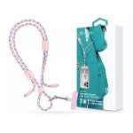   Devia ST124998 Cable Pro5 Woven 1,6m 27W PD Type-C - Lightning pink adat- és töltőkábel + nyakpánt