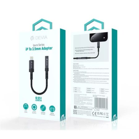 Devia ST111172 iPure Series Lightning/AUX 3,5 mm fekete audió adapter