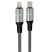 AVAX CB635 STEELY LED 1m 27W USB-C - Lightning fekete fonott gyorstöltő kábel