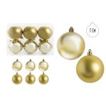   IRIS karácsonyi dísz  gömb, szettben, pvc dobozban, 6dbos, aranysárga 7 cm