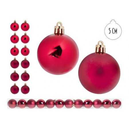 IRIS karácsonyi dísz gömb, szettben, pvc dobozban, 12 darabos, piros 5 cm