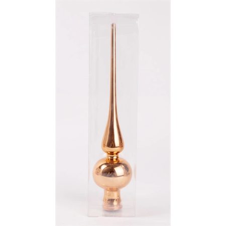 IRIS üveg karácsonyi csúcsdísz pvc dobozban, fényes bronz 25,3 cm