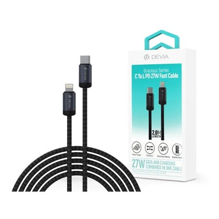 Devia ST108059 Gracious Series 27W PD Type-C/Lightning fekete 2m adat és töltőkábel