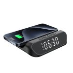   IRIS DC-130-B-Qi 15W Qi vezeték nélküli töltővel, ébresztő funkcióval fekete digitális óra