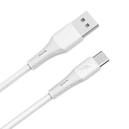 AVAX CB3301 18W USB-A – USB-C gyorstöltő szilikon kábel, 1.5 m, fehér