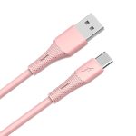   AVAX CB3303 18W USB-A – USB-C gyorstöltő szilikon kábel, 1.5 m, rózsaszín