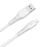   AVAX CB3304 USB-A – Lightning szilikon töltőkábel, 1.5 m, fehér