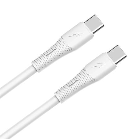 AVAX CB3307 60W USB-C gyorstöltő szilikon kábel, 1.5 m, fehér