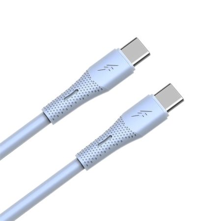 AVAX CB3308 60W USB-C gyorstöltő szilikon kábel, 1.5 m, világoskék