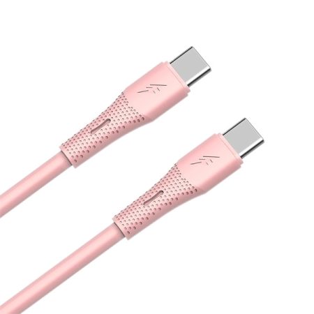 AVAX CB3309 60W USB-C gyorstöltő szilikon kábel, 1.5 m, rózsaszín