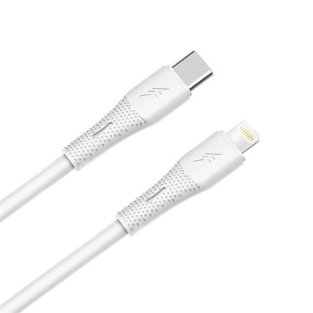 AVAX CB3310 27W USB-C – Lightning gyorstöltő szilikon kábel, 1.5 m, fehér