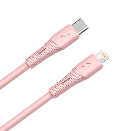 AVAX CB3312 27W USB-C – Lightning gyorstöltő szilikon kábel, 1.5 m, rózsaszín